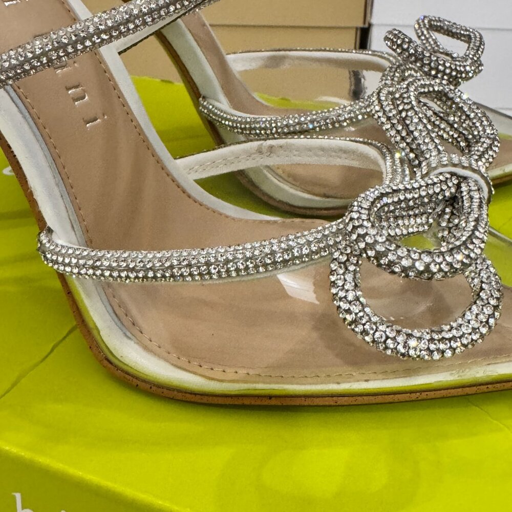 Gianni Bini Bridal Collection Ezlynn Rhinestone Embellished Bow Vinyl Toe Pumps - Picture 9 of 16